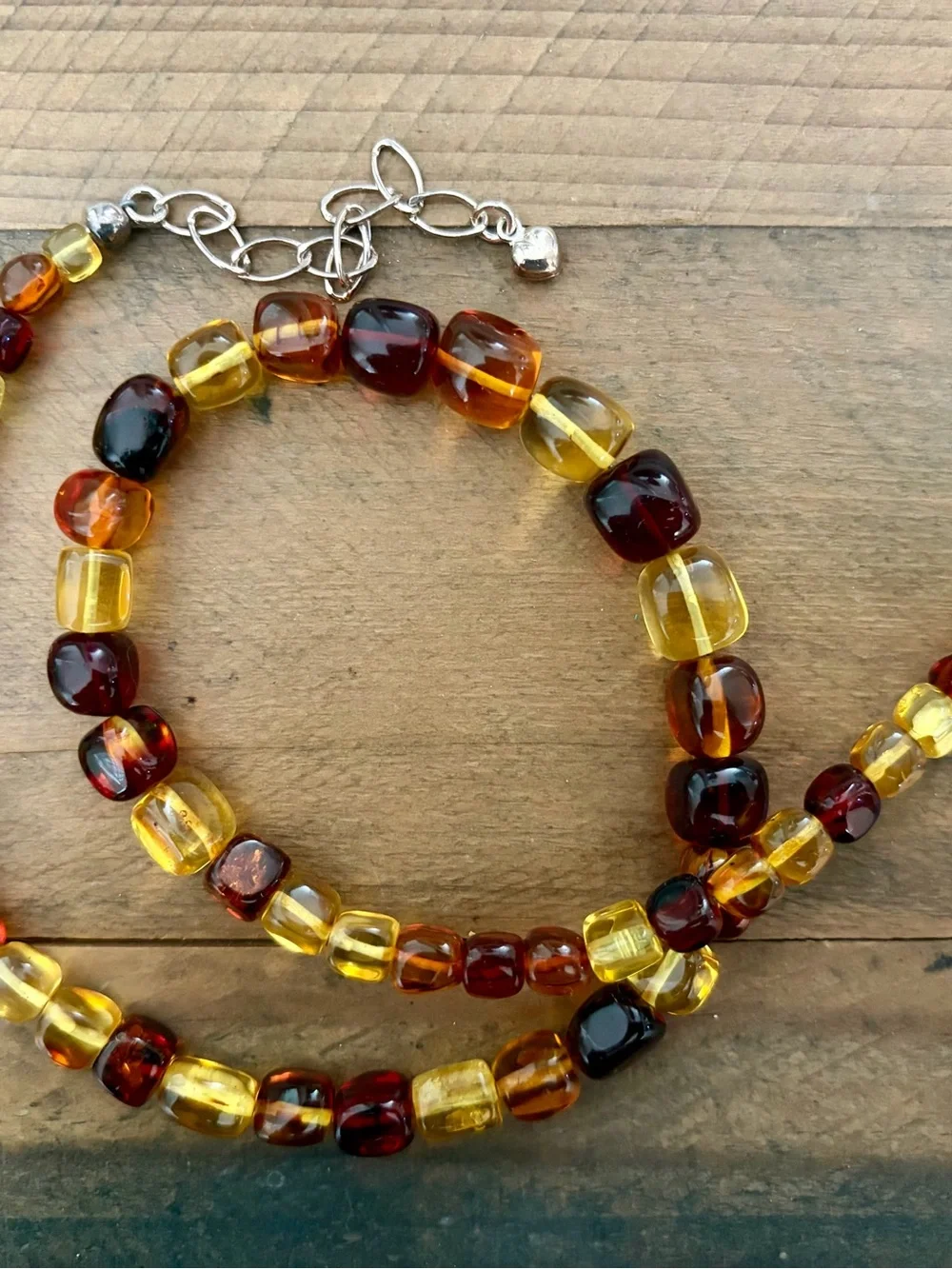 JAY KING DRT STERLING SILVER MULTI-COLOR BALTIC AMBER BEAD NECKLACE 23g